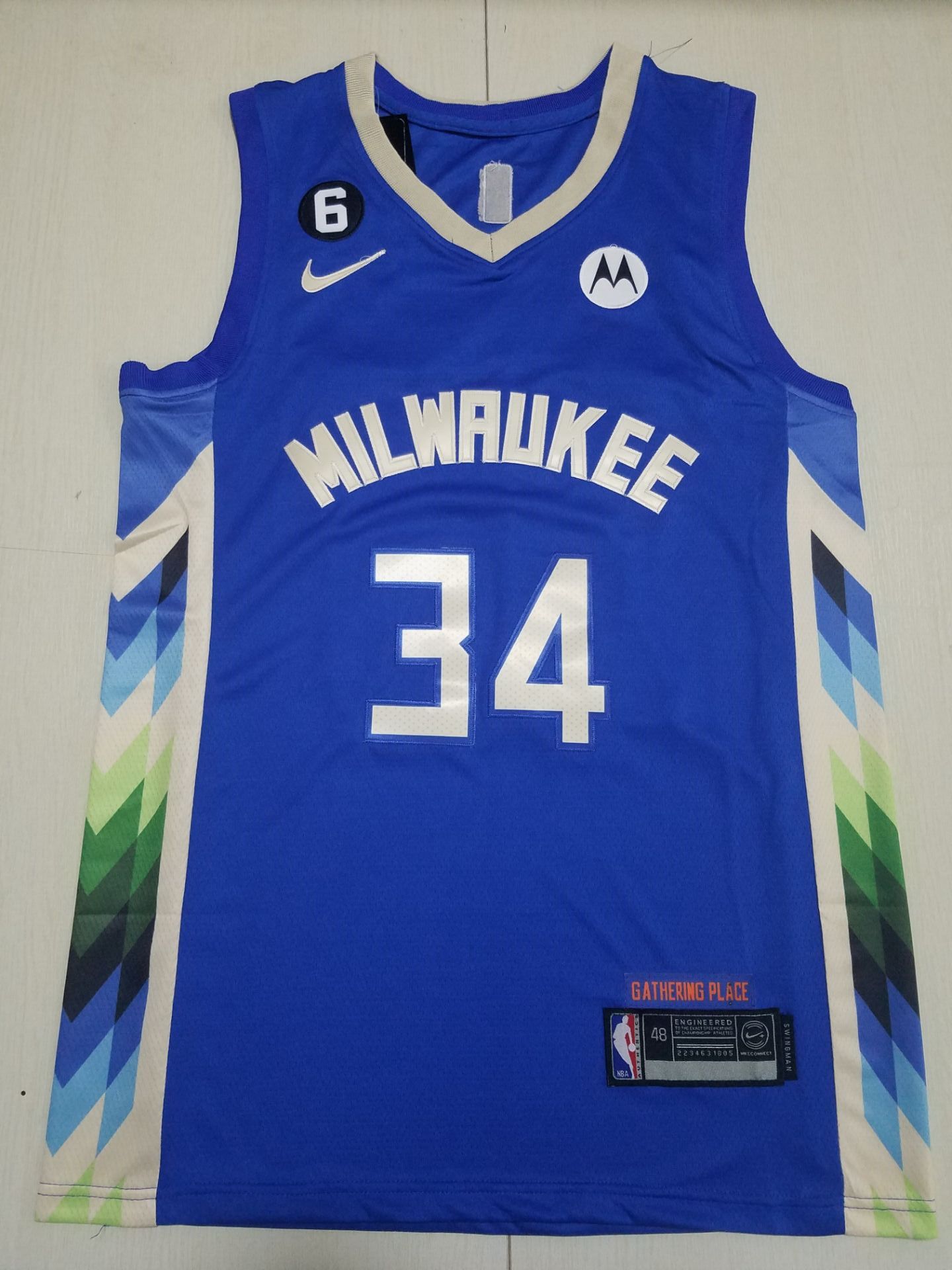 Men Milwaukee Bucks #34 Giannis Antetokounmpo Nike Royal City Edition 2022 NBA Jersey